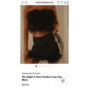 Peppermayo- The Night Is Ours Feather Crop Top - Black, Size US 2